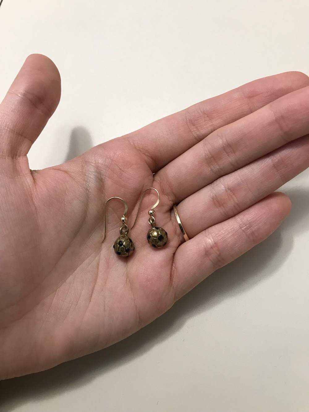 Brass Soccer Football Ball Dangle Earrings